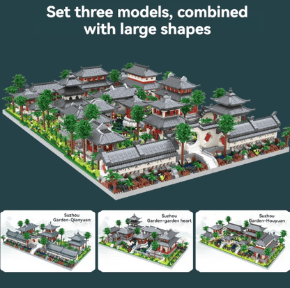Classic Chinese Garden Mini Building Blocks with LED Light