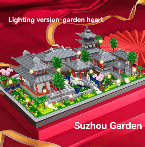 Classic Chinese Garden Mini Building Blocks with LED Light