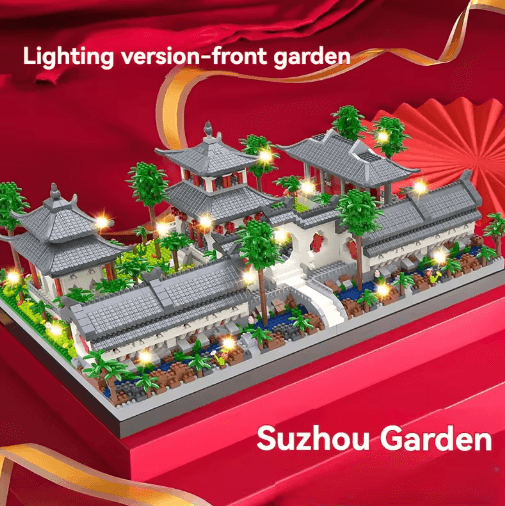 Classic Chinese Garden Mini Building Blocks with LED Light