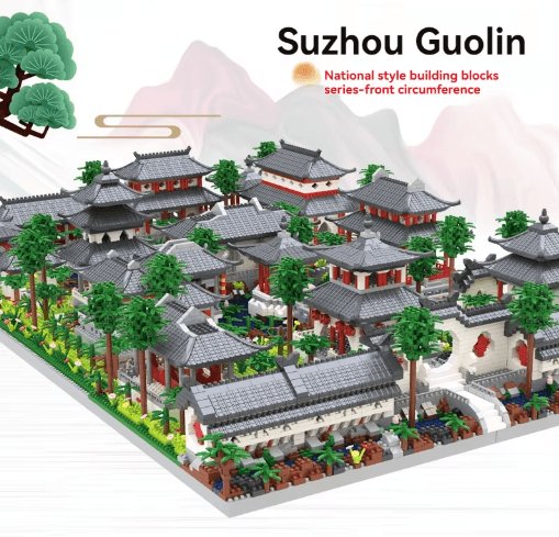 Classic Chinese Garden Mini Building Blocks with LED Light