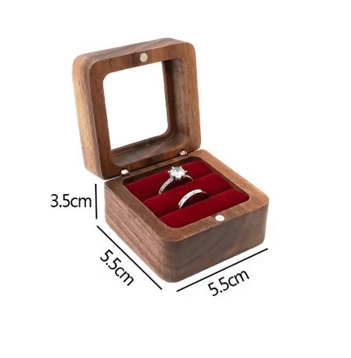 Elegant Wooden Ring Box for Engagement Wedding & Anniversary Gifts