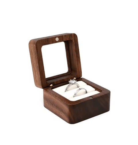 Elegant Wooden Ring Box for Engagement Wedding & Anniversary Gifts