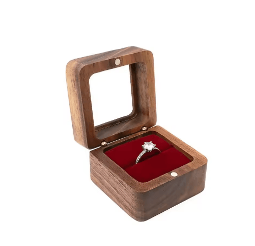 Elegant Wooden Ring Box for Engagement Wedding & Anniversary Gifts