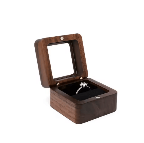 Elegant Wooden Ring Box for Engagement Wedding & Anniversary Gifts