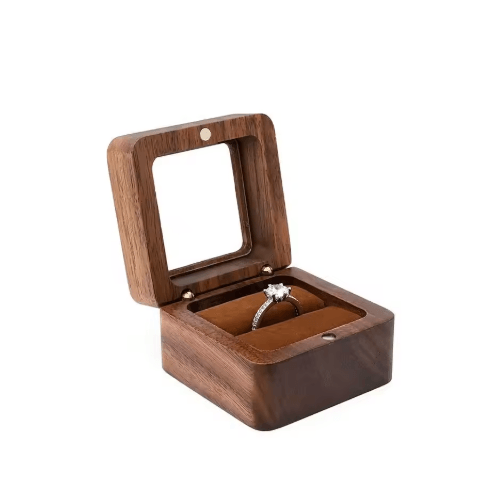 Elegant Wooden Ring Box for Engagement Wedding & Anniversary Gifts