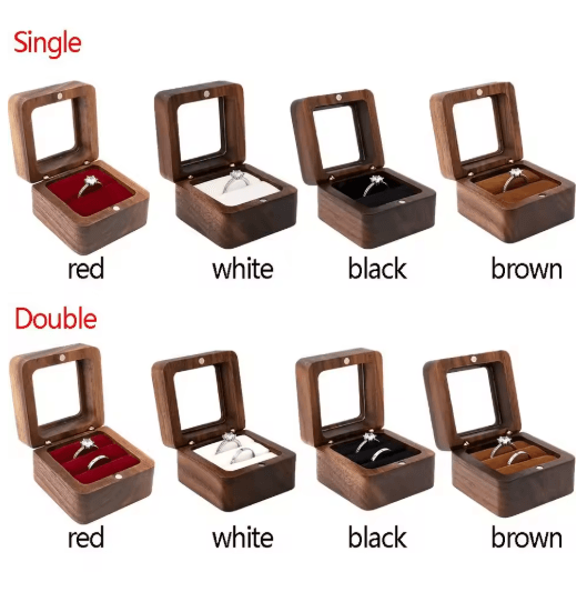 Elegant Wooden Ring Box for Engagement Wedding & Anniversary Gifts