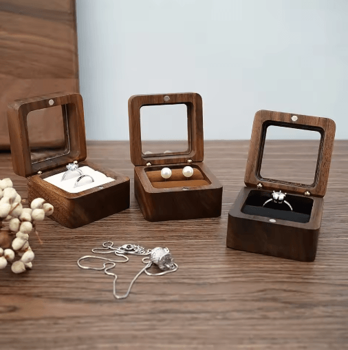 Elegant Wooden Ring Box for Engagement Wedding & Anniversary Gifts