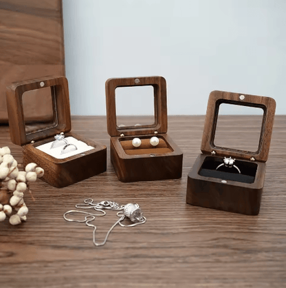 Elegant Wooden Ring Box for Engagement Wedding & Anniversary Gifts