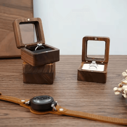 Elegant Wooden Ring Box for Engagement Wedding & Anniversary Gifts