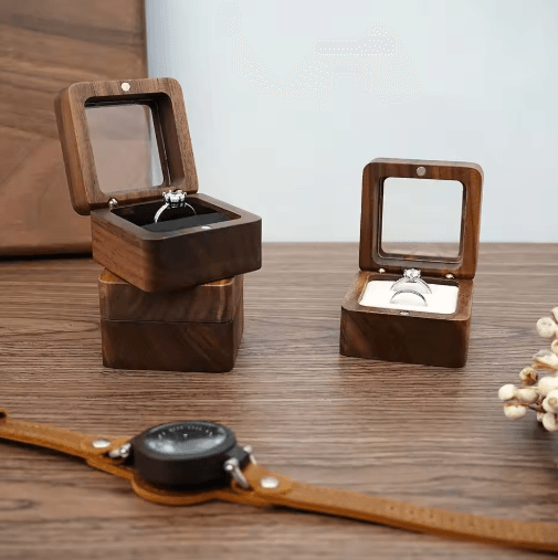Elegant Wooden Ring Box for Engagement Wedding & Anniversary Gifts