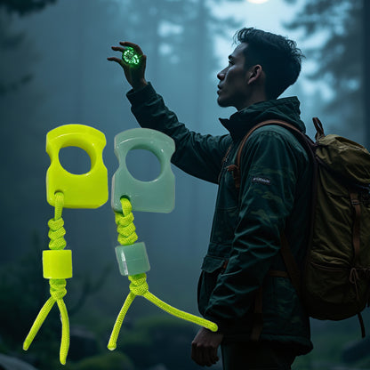 Glow Ring Keychain Outdoor Survival Pendant with Paracord Bag Charm