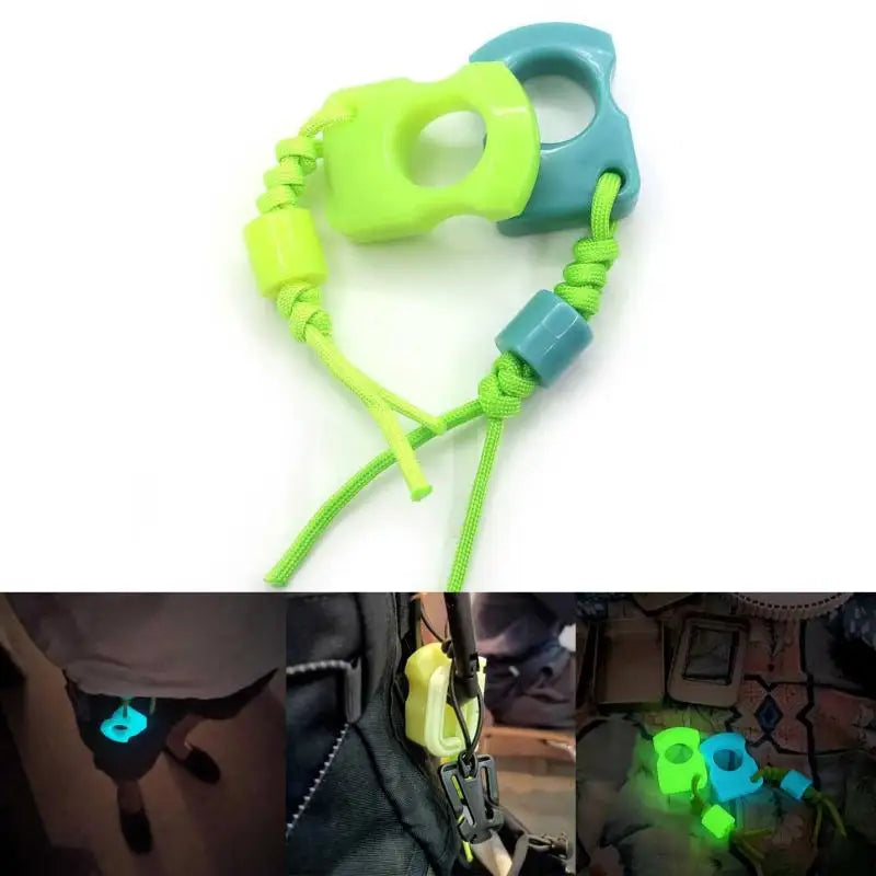 Glow Ring Keychain Outdoor Survival Pendant with Paracord Bag Charm