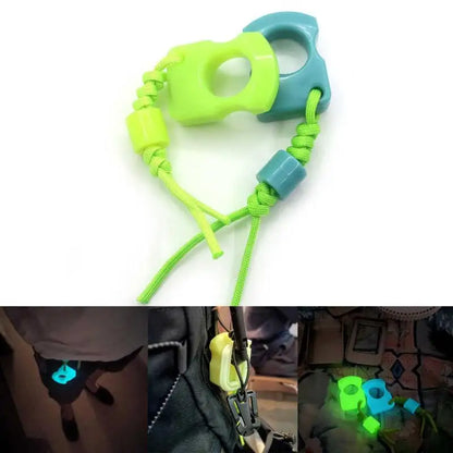 Glow Ring Keychain Outdoor Survival Pendant with Paracord Bag Charm