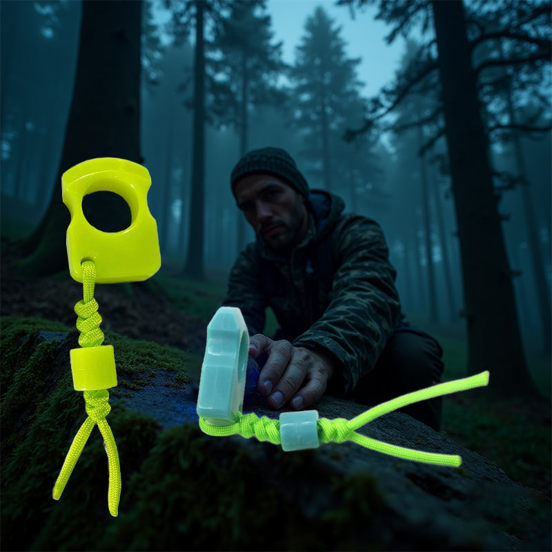 Glow Ring Keychain Outdoor Survival Pendant with Paracord Bag Charm