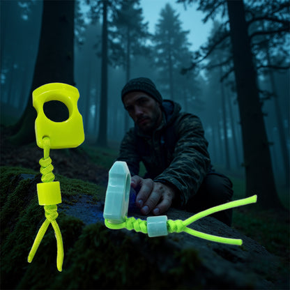 Glow Ring Keychain Outdoor Survival Pendant with Paracord Bag Charm