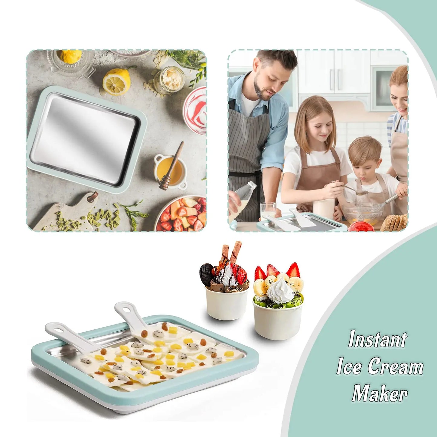 Frozen Swirl Rolled Ice Cream Maker for DIY Frozen Yogurt and Homemade Desserts