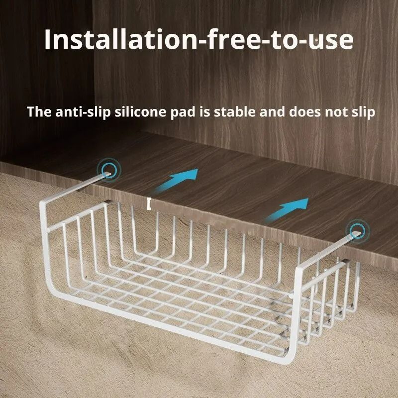 Under-Cabinet Management System – High-Load Iron Mesh Suspension Basket for Kitchen & Wardrobe