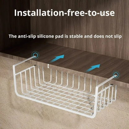 Under-Cabinet Management System – High-Load Iron Mesh Suspension Basket for Kitchen & Wardrobe
