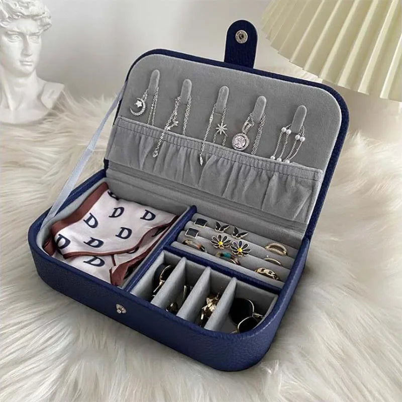 Elegant Travel Jewelry Organizer Case for Rings, Necklaces & Earrings