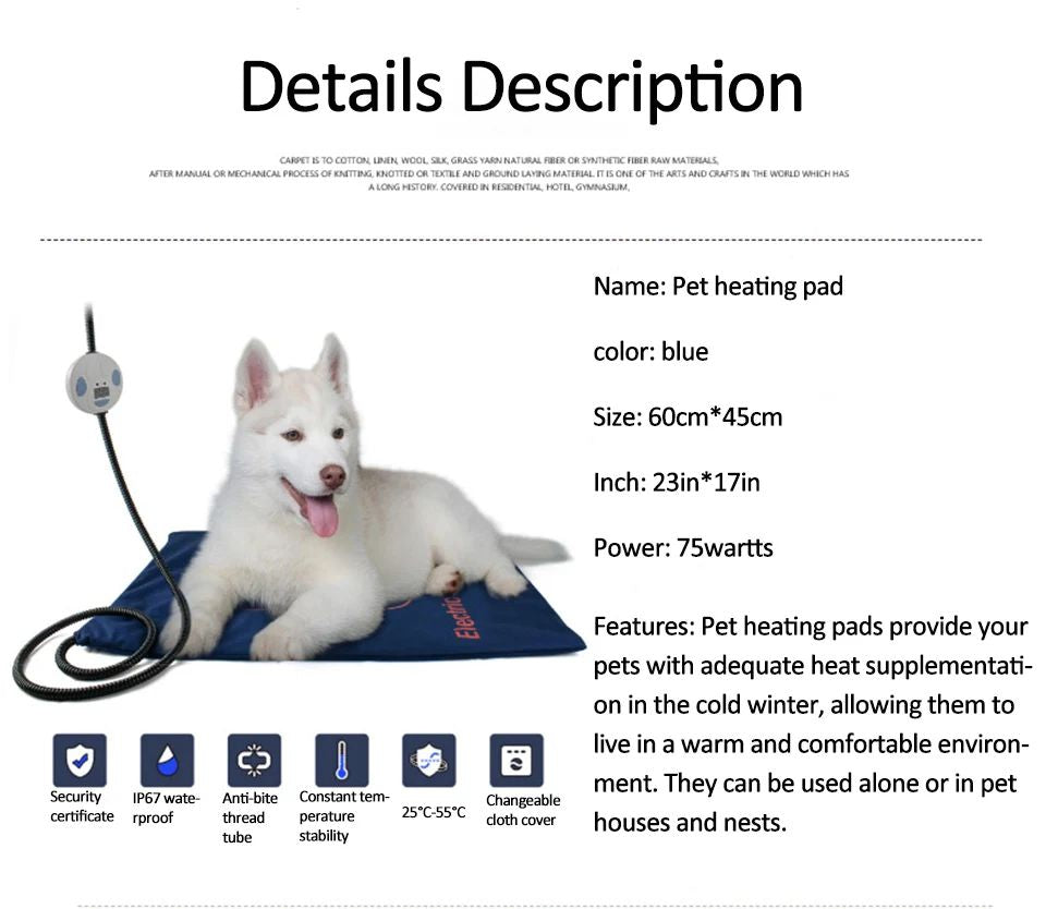 Adjustable Electric Heating Pad for Dogs and Cats