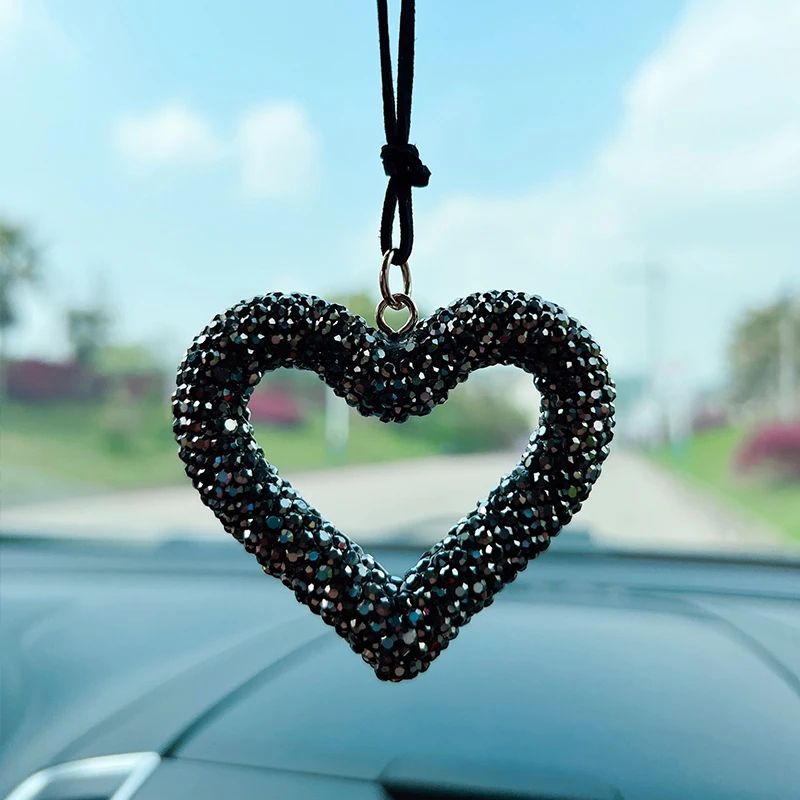 Bling Heart Car Pendant Rearview Mirror Charm