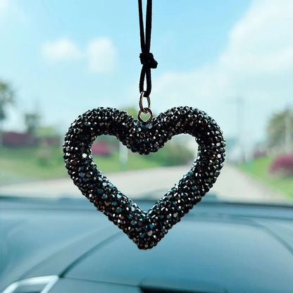 Bling Heart Car Pendant Rearview Mirror Charm