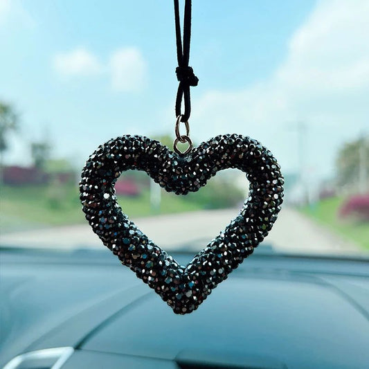 Bling Heart Car Pendant Rearview Mirror Charm