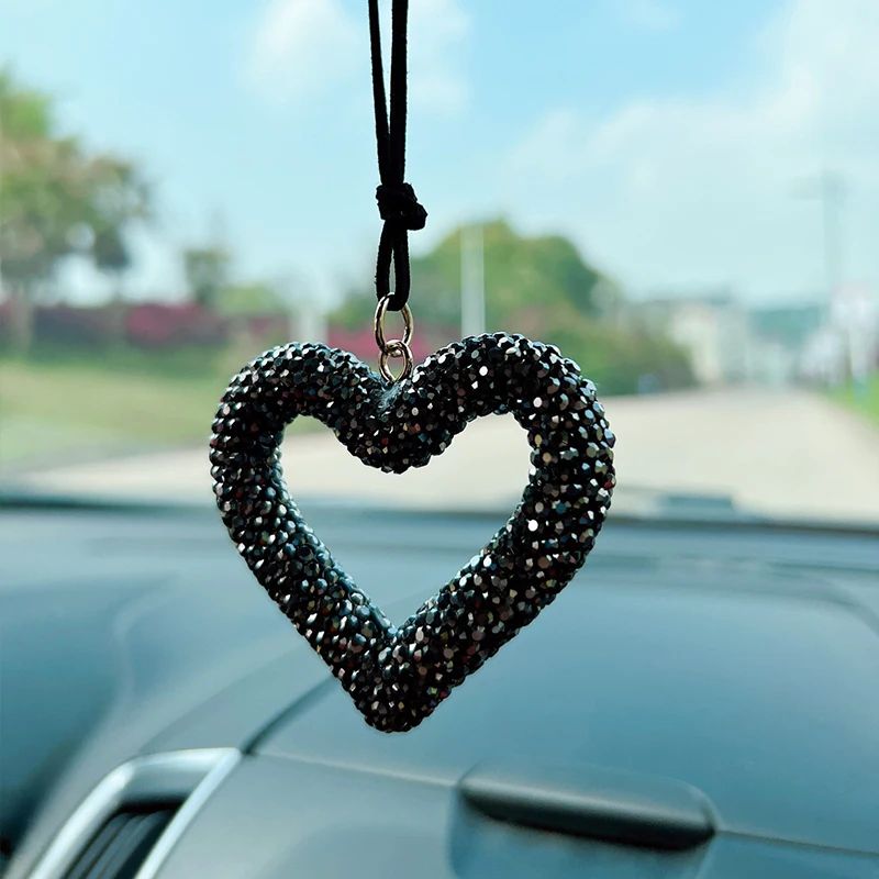 Bling Heart Car Pendant Rearview Mirror Charm