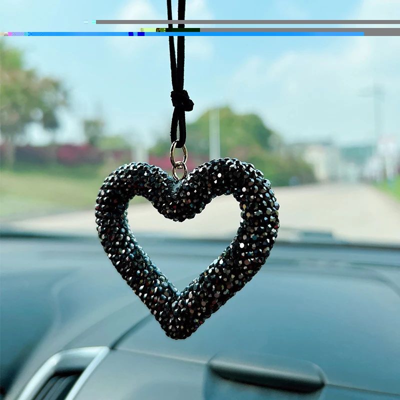 Bling Heart Car Pendant Rearview Mirror Charm