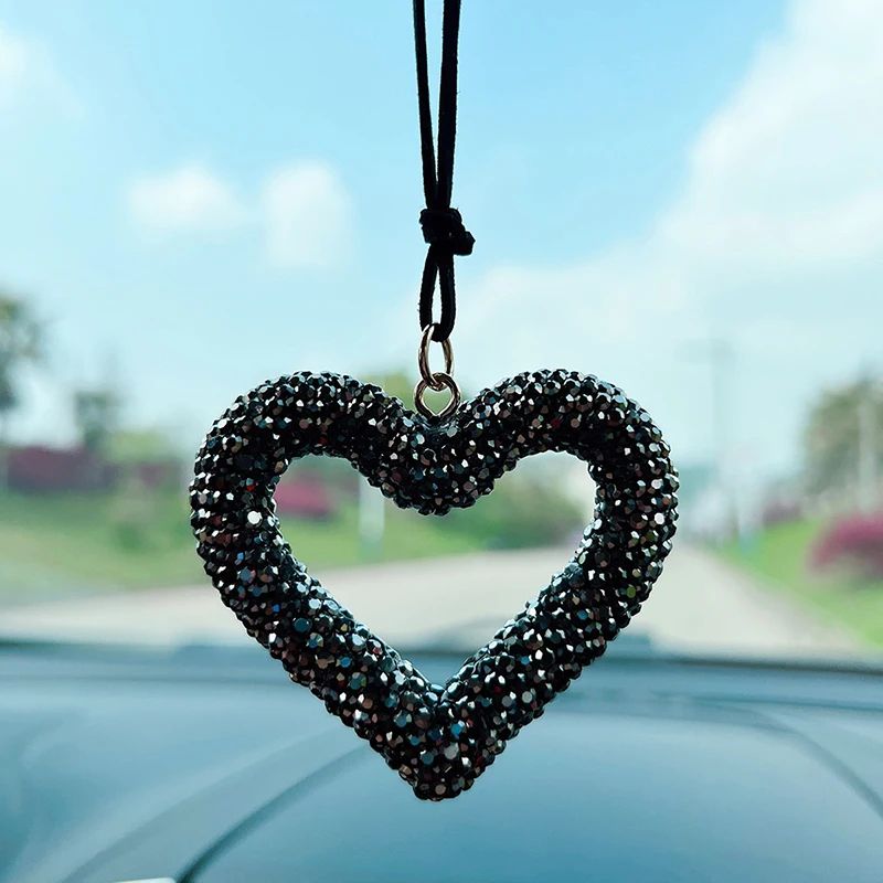Bling Heart Car Pendant Rearview Mirror Charm