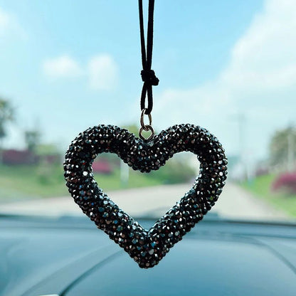 Bling Heart Car Pendant Rearview Mirror Charm