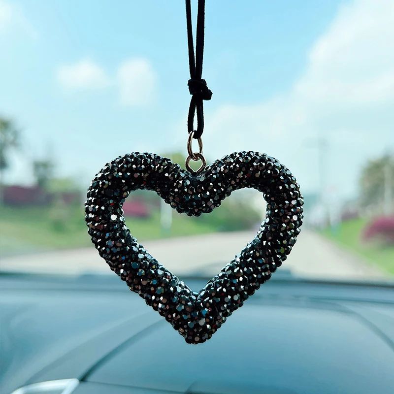 Bling Heart Car Pendant Rearview Mirror Charm