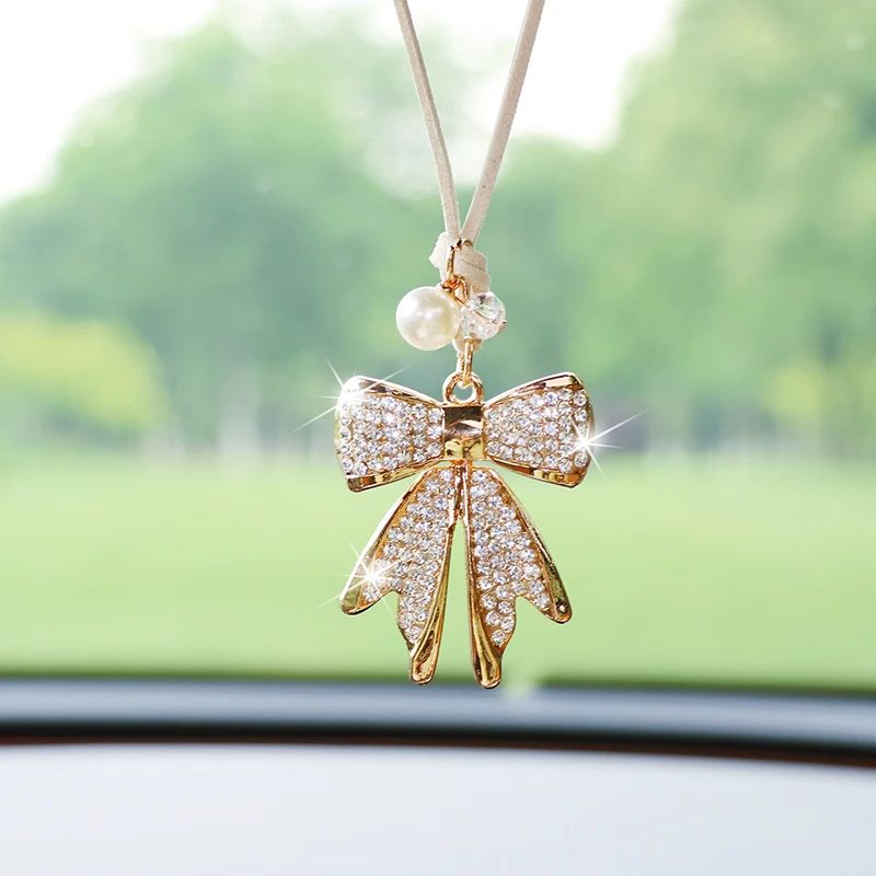 Diamond Bowtie Car Rearview Mirror Pendant