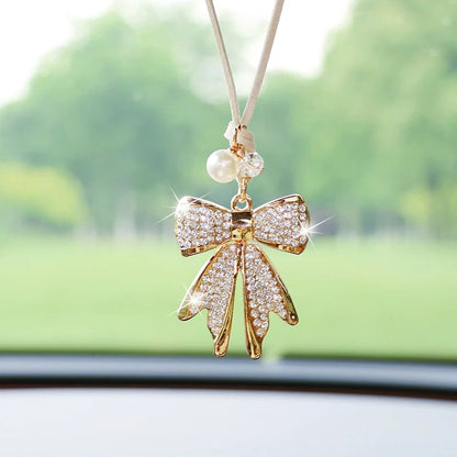 Diamond Bowtie Car Rearview Mirror Pendant