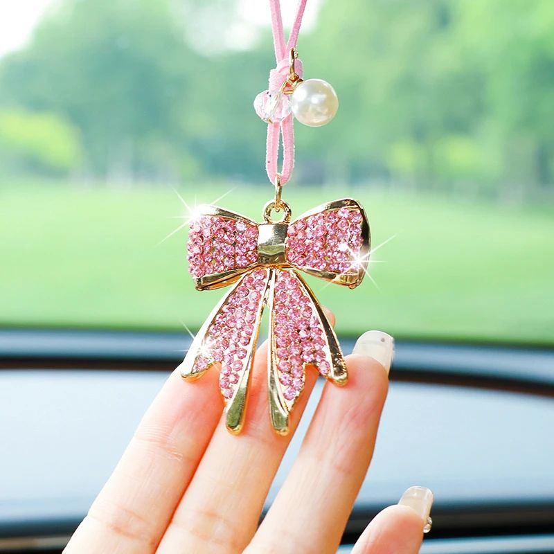 Diamond Bowtie Car Rearview Mirror Pendant