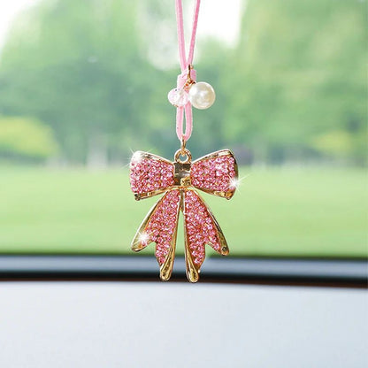 Diamond Bowtie Car Rearview Mirror Pendant