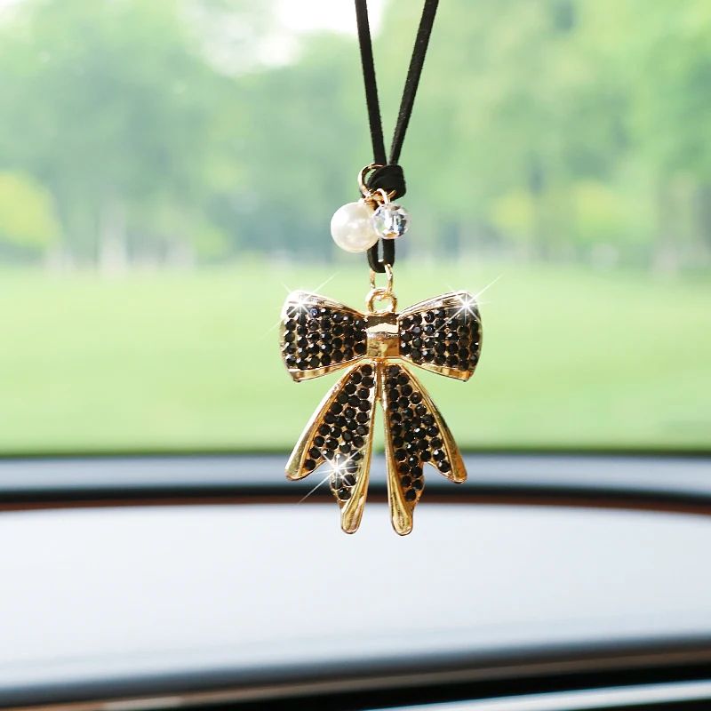 Diamond Bowtie Car Rearview Mirror Pendant