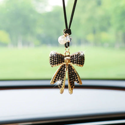 Diamond Bowtie Car Rearview Mirror Pendant