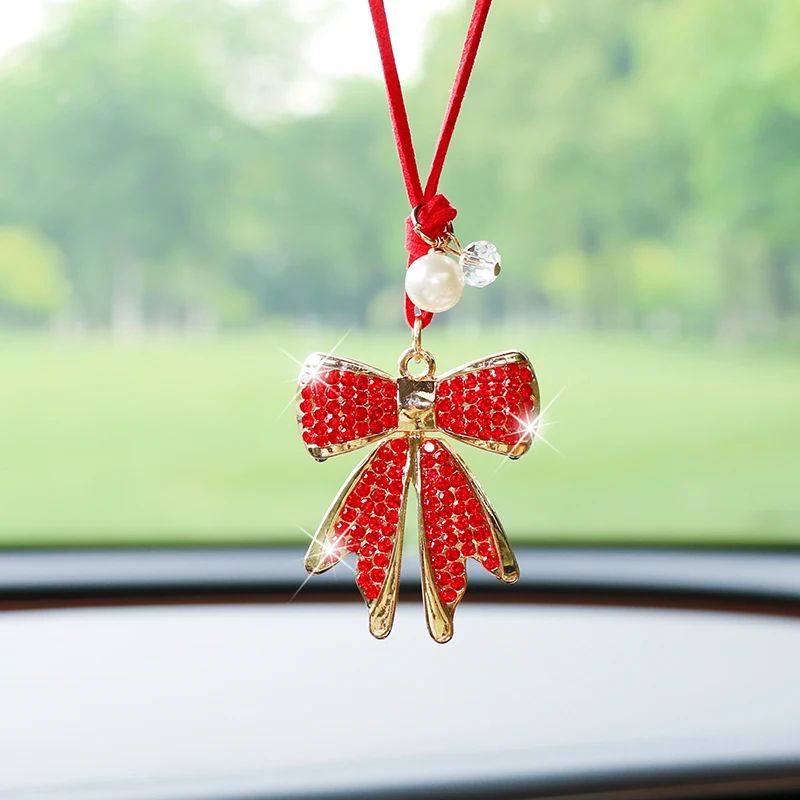 Diamond Bowtie Car Rearview Mirror Pendant