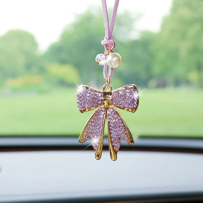 Diamond Bowtie Car Rearview Mirror Pendant