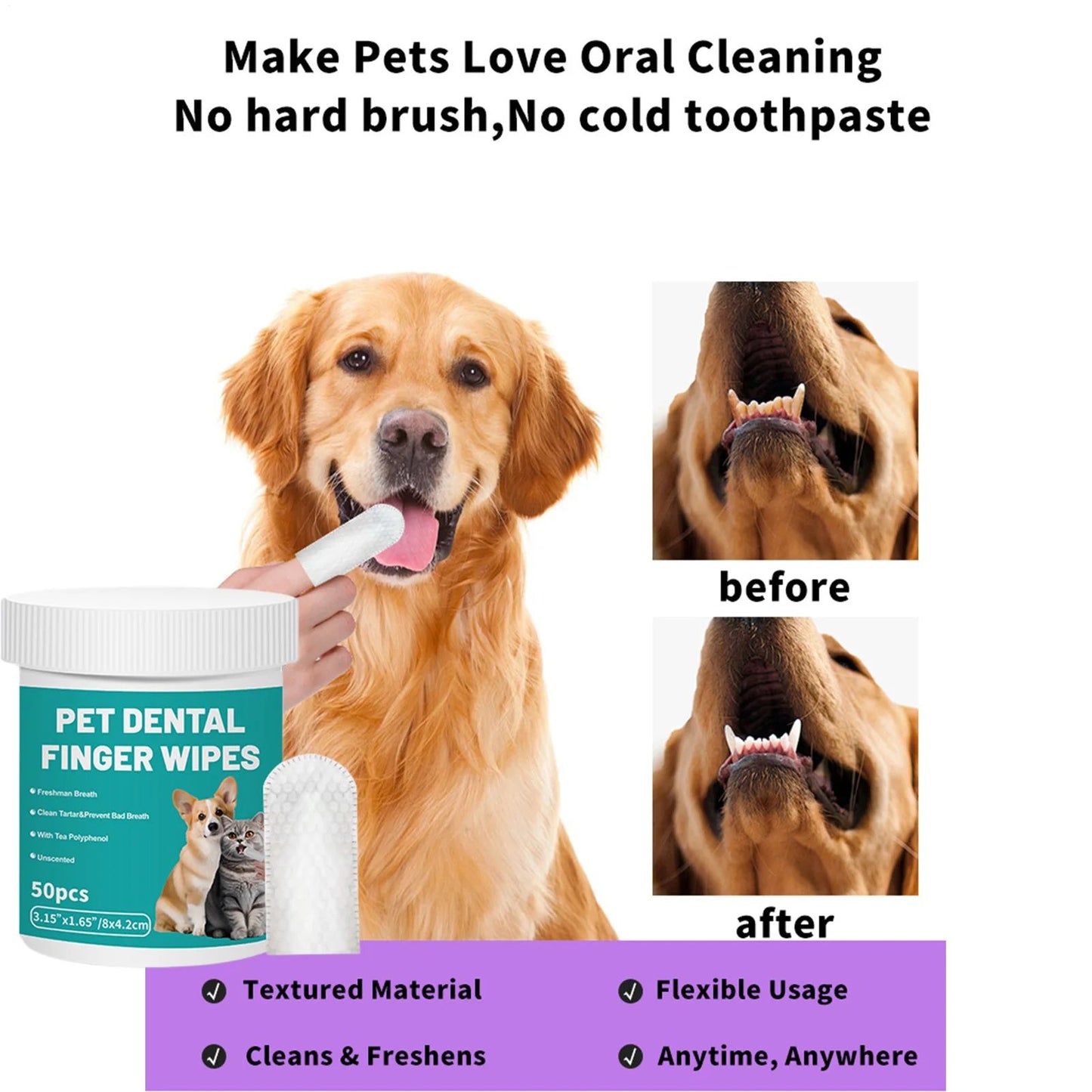 Disposable Pet Teeth Cleaning Finger Wipes Set