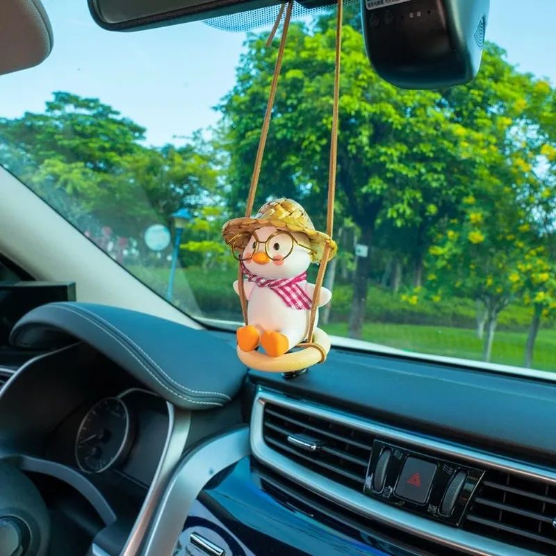 Swing Duck Car Pendant Cute Rear View Mirror Hanging Accessory