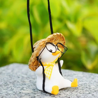 Swing Duck Car Pendant Cute Rear View Mirror Hanging Accessory