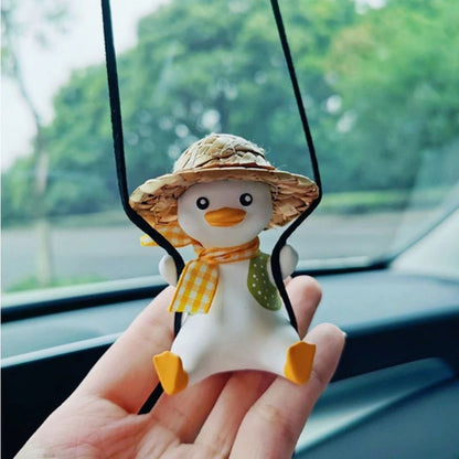 Swing Duck Car Pendant Cute Rear View Mirror Hanging Accessory