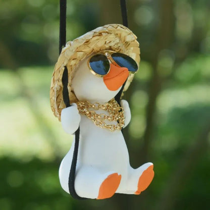 Swing Duck Car Pendant Cute Rear View Mirror Hanging Accessory