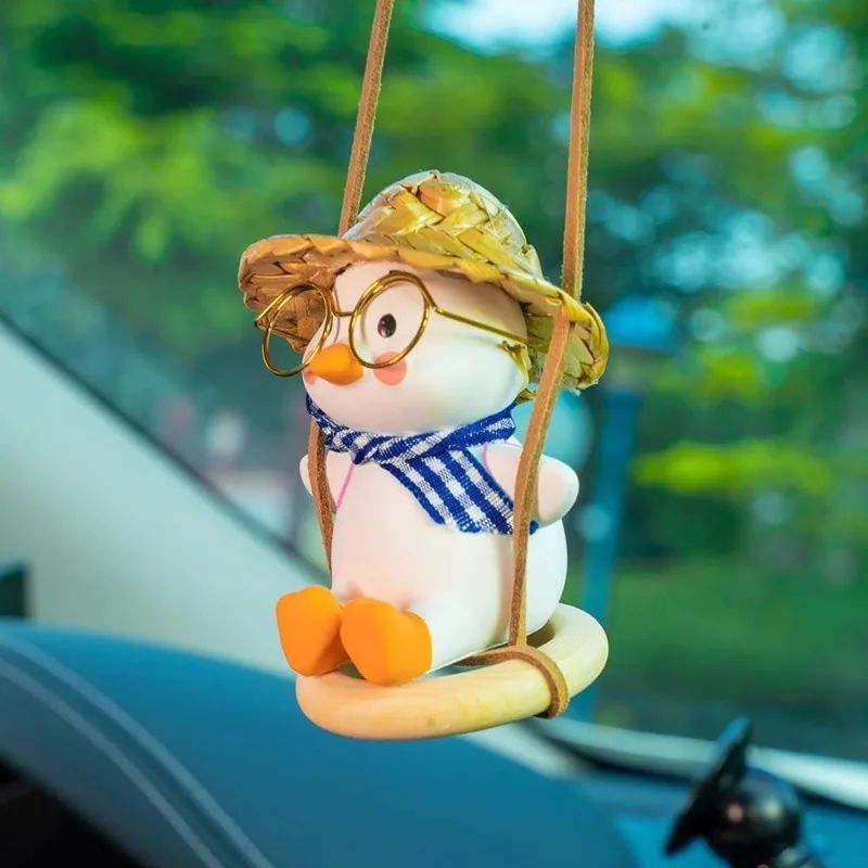 Swing Duck Car Pendant Cute Rear View Mirror Hanging Accessory
