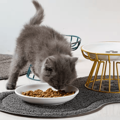 Whisker-Friendly Elevated Ceramic Cat Bowl with Anti-Tip Stand