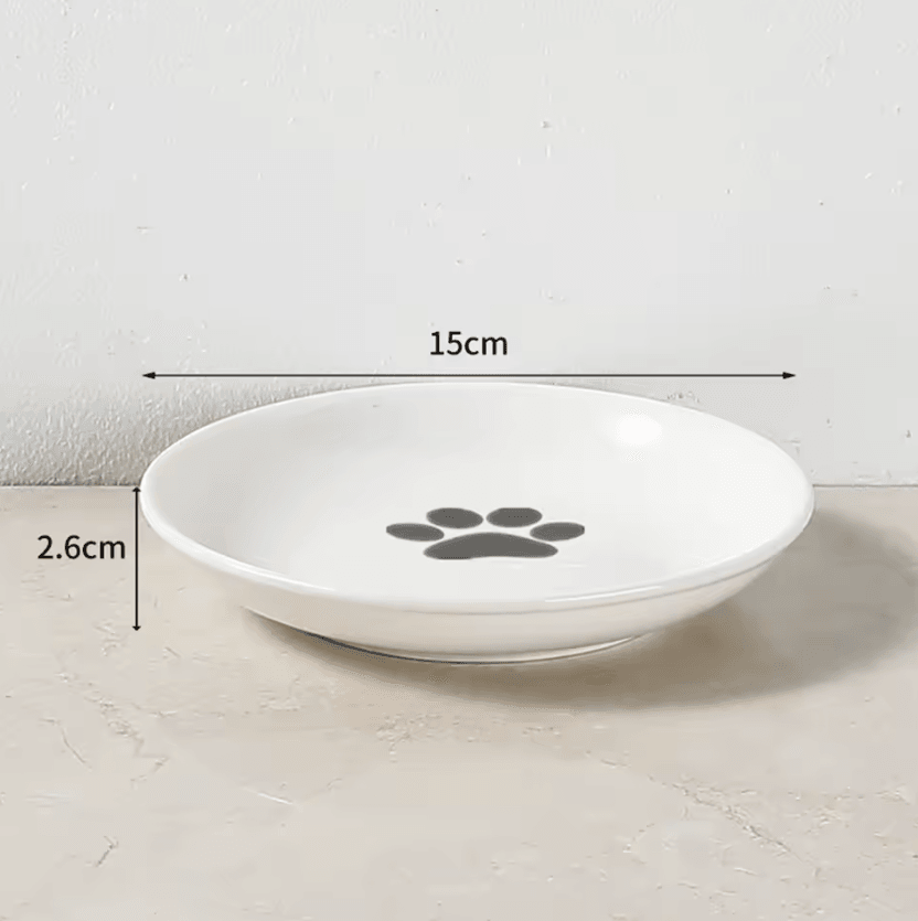 Whisker-Friendly Elevated Ceramic Cat Bowl with Anti-Tip Stand