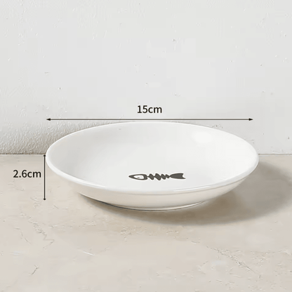 Whisker-Friendly Elevated Ceramic Cat Bowl with Anti-Tip Stand