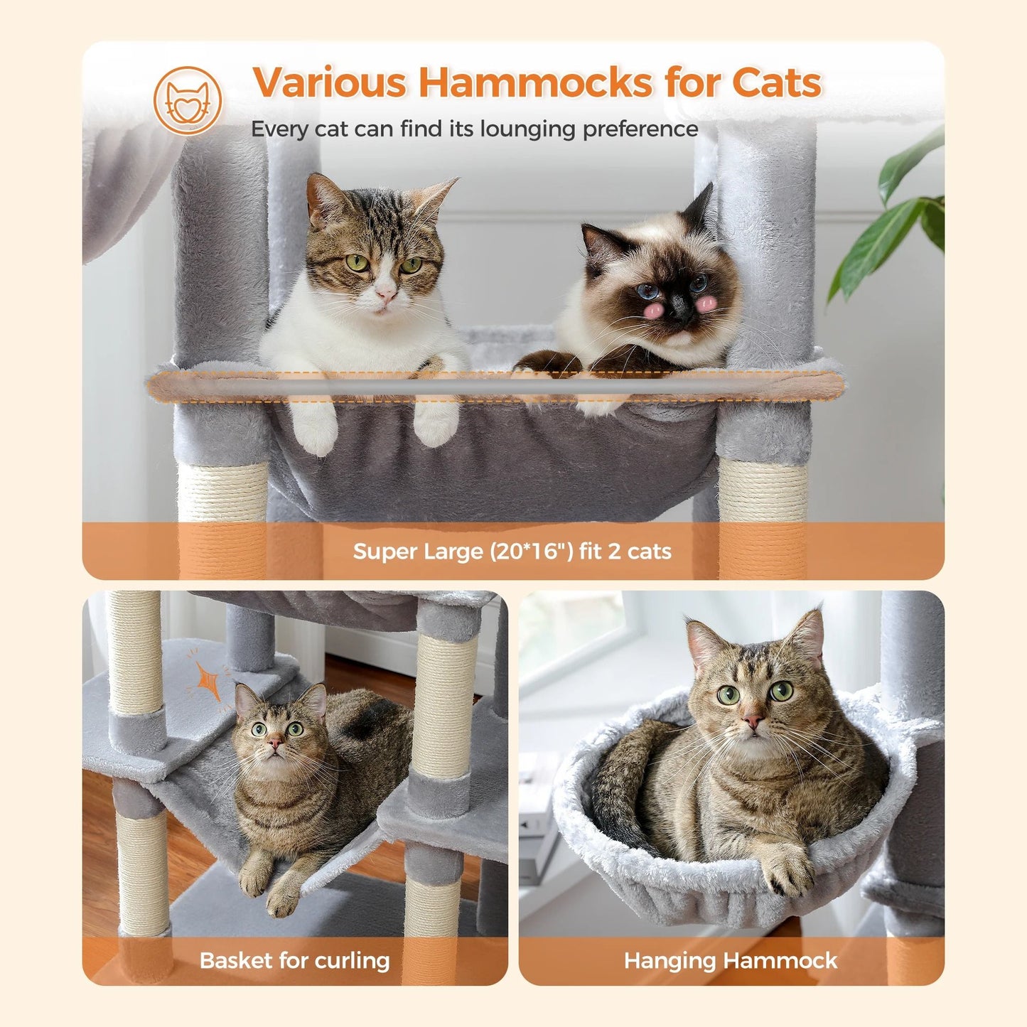 Jumbo Deluxe Multi-Level Tall Cat Tower